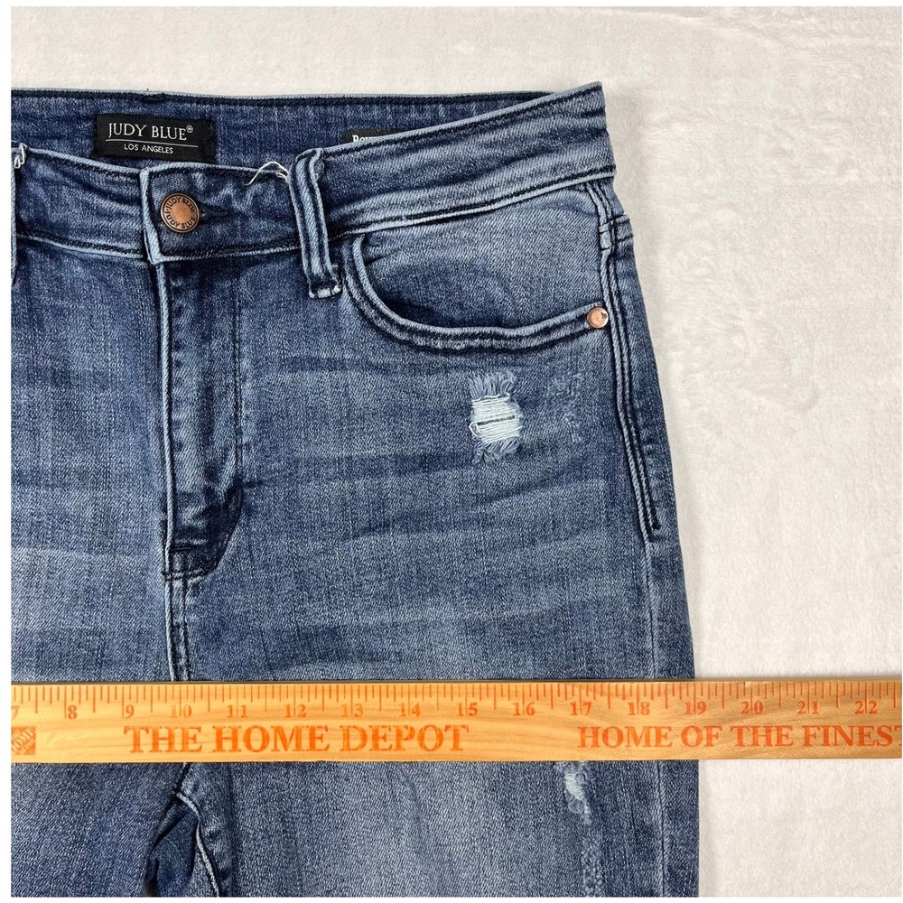 Judy Blue Boyfriend Jeans Womens 9/29 (Fits 30x29) Blue Distressed Relaxed - Picture 13 of 16